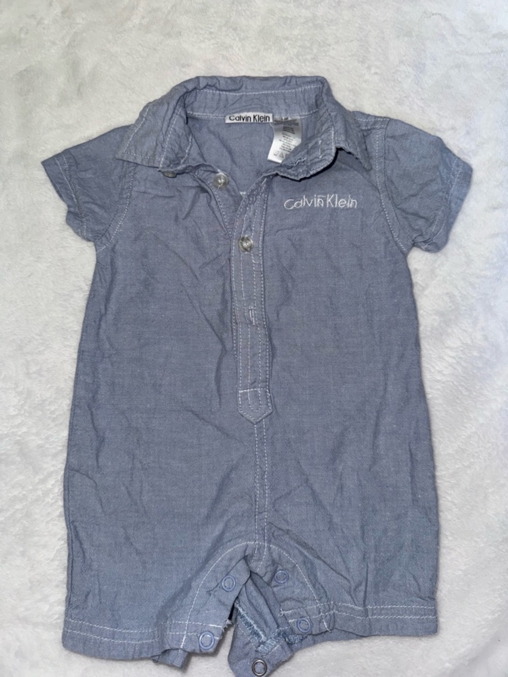 Calvin Klein Light Blue Baby Polo Romper